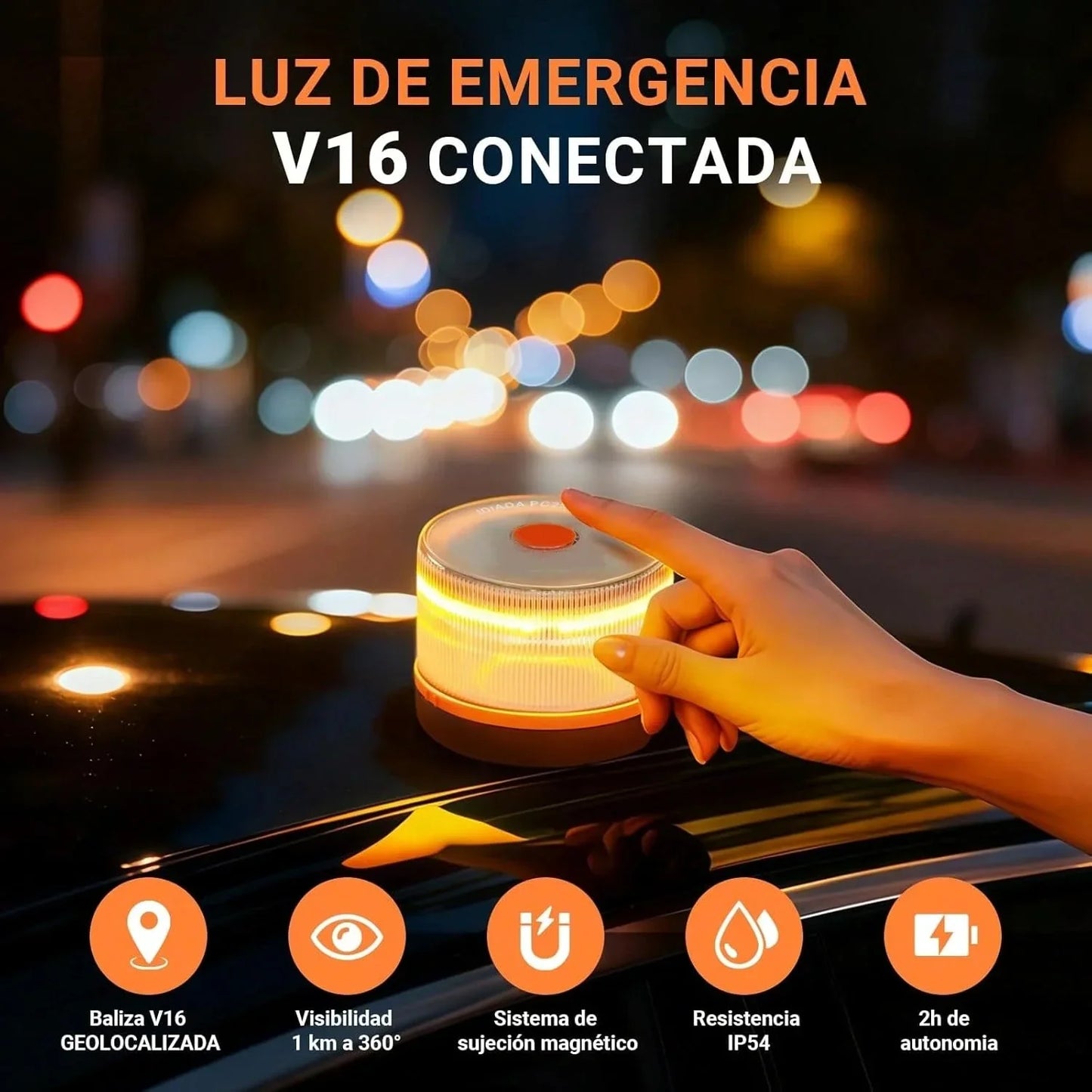 ⭐Black Friday Oferta⭐Luz de Emergencia V16 DGT 3.0 – Aprobada 2026, Magnética IP54 – Cumple con la Normativa 2026